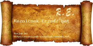 Reznicsek Erzsébet névjegykártya